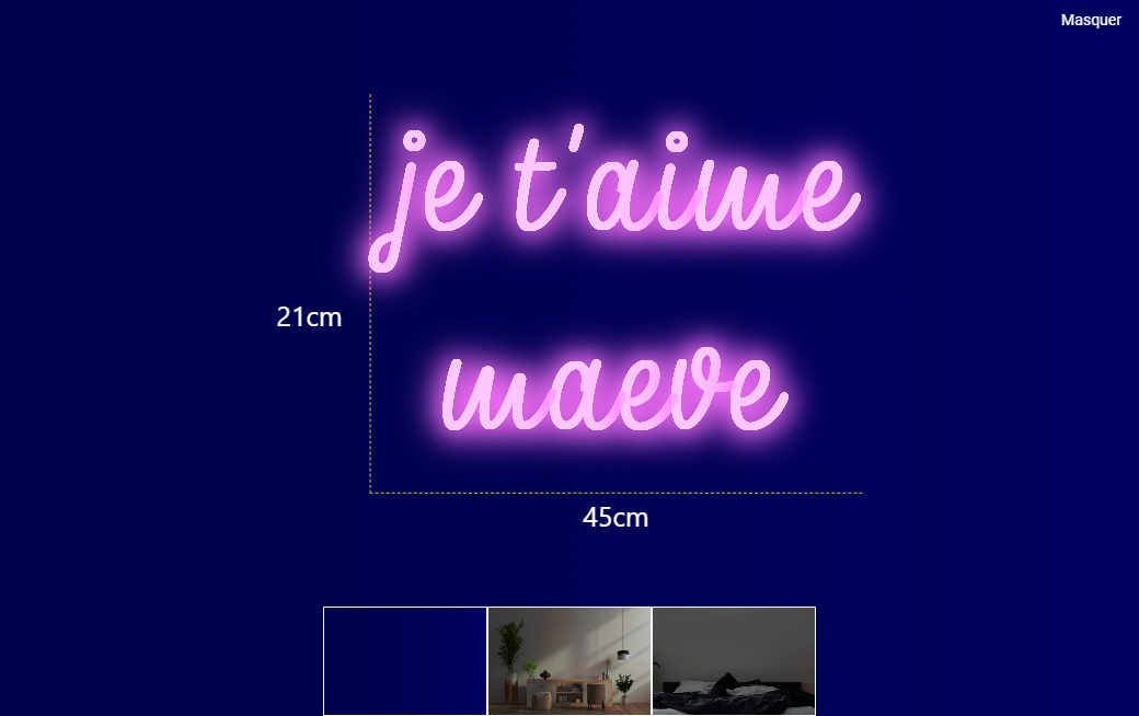 Néon personnalisé (je t'aime 
maeve)