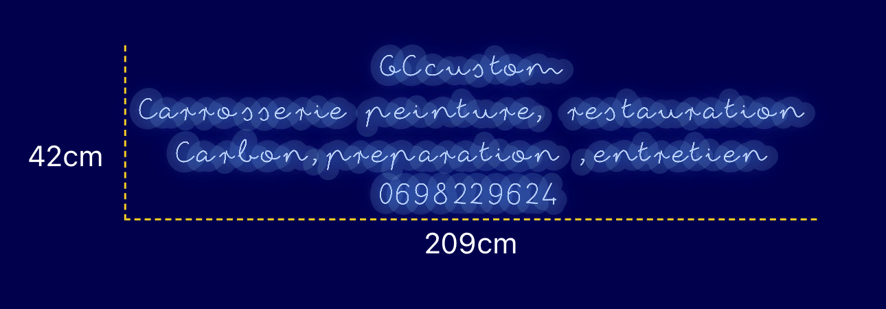 Néon personnalisé (GCcustom
Carrosserie peinture, restauration
Carbon,preparation ,entretien
0698229624)