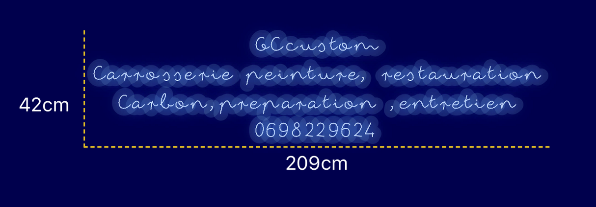 Néon personnalisé (GCcustom
Carrosserie peinture, restauration
Carbon,preparation ,entretien
0698229624)