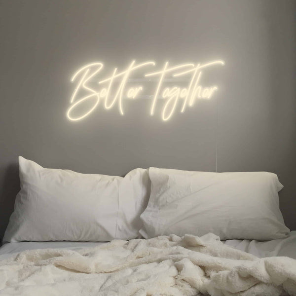Enseigne Néon LED "Better Together" - Lot 2 Signes Muraux Acrylique (61x25 Cm + 43x23 Cm), Télécommande, Mariage Chambre Fête Décoration Lumineuse